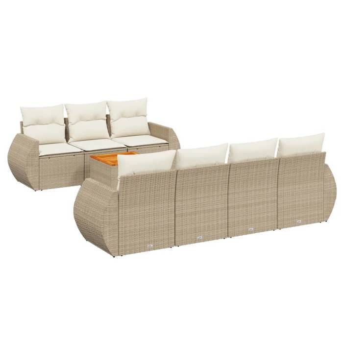 VidaXL Salon de Jardin avec Coussins 8 pcs, Canapés de Terrasse, Ensemble de Meubles de Patio, Mobilier d'Extérieur, Beige 3257241