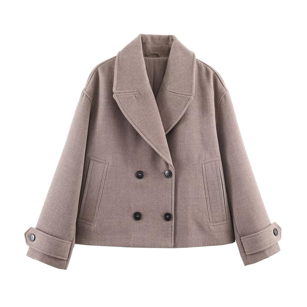 New, retro versatile double-placket short coat coat 3046297