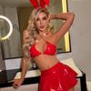 Cross-border Foreign Trade Europe America Sexy Lingerie Set Black Spandex Uniform Rabbit Ear Headband Metal Chain Nightclub
