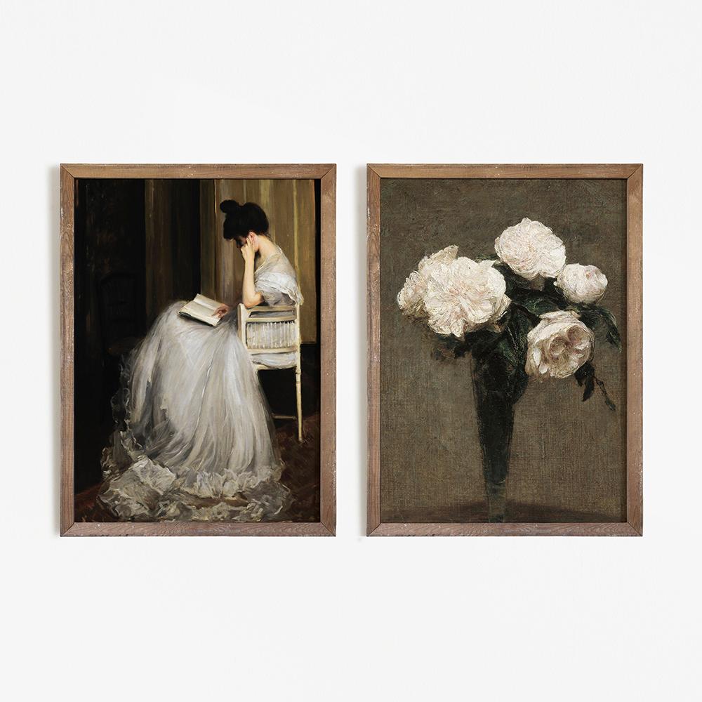 Vintage Country Oil CanvasPainting On  Poster Rose Floral Garden European Art Prints Retro Botanical Gallery Wall Pictures Decor