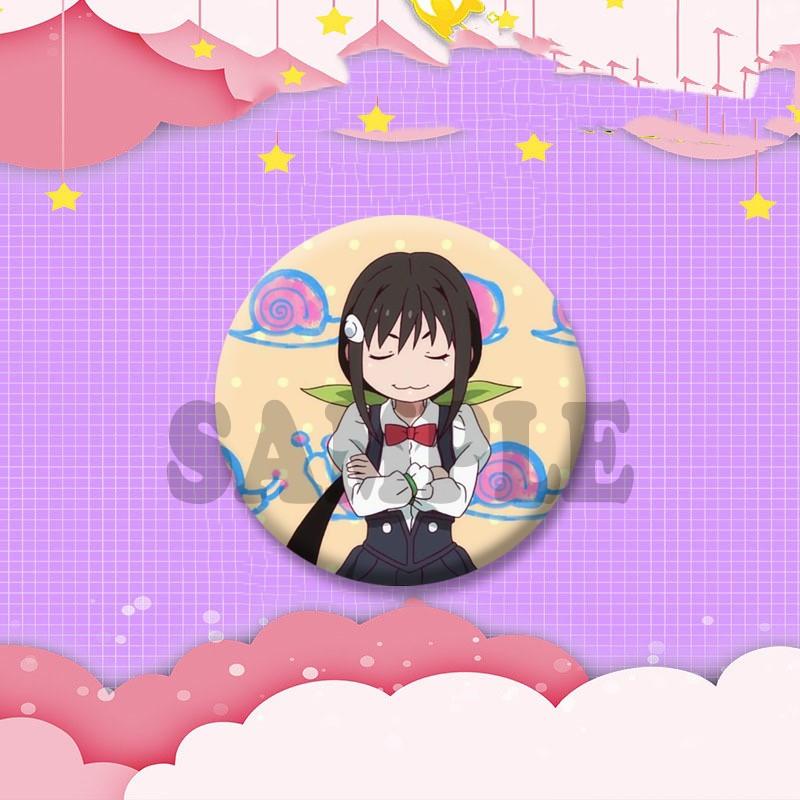 Cartoon Monogatari Series Badge Anime Hitagi Koyomi Araragi Lapel Pins Round Brooches for Bag Clothes Hat Decor Jewelry Gifts