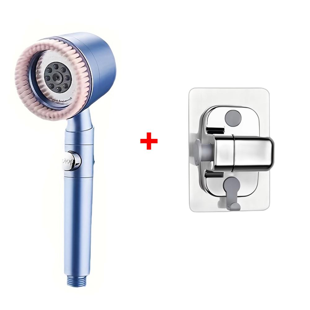 Pommeau de douche 5+1 modes avec brosse de massage ABS Haute pression Économie d'eau Portable Filtre de salle de bain Pommeau de douche Arrêt d'eau à une touche