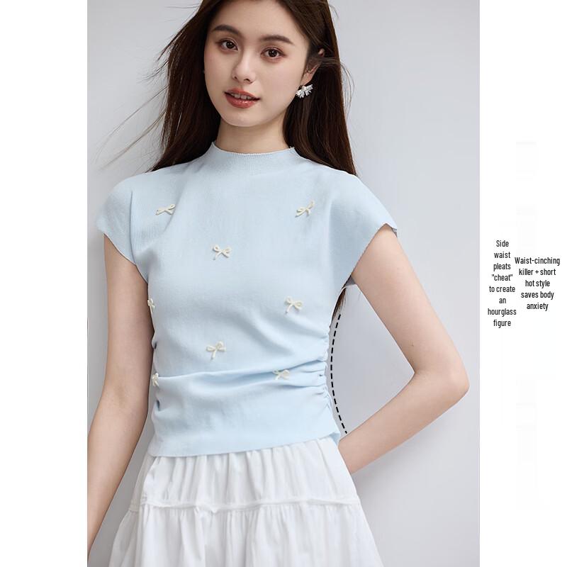 VICTORIA&VERA Ballet Style Bowknot Knit Top