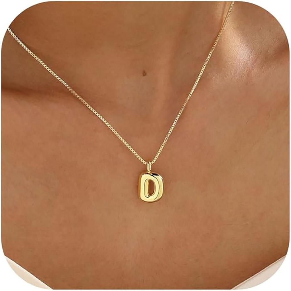 Elegant And Minimalist 26 Letter English Necklace With Bubble Gloss Letter Pendant, Women's Gift Collarbone Chain