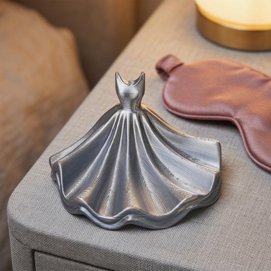 Jewelry Storage Tray Matte Finish Elegant Ballet Skirt Design Organizer Stylish Tray for Rings Earrings Necklaces Keys