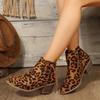 Large Size Leopard Print Side Strap Fashion Boots Autumn and Winter New Short Women's Boots Go Out Versatile Women