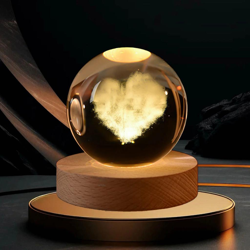 2025 New Bedroom Bedside Table Decoration For Friends Couples Heartfelt Gifts Creative 3D Luminous Crystal Ball LED Night Light