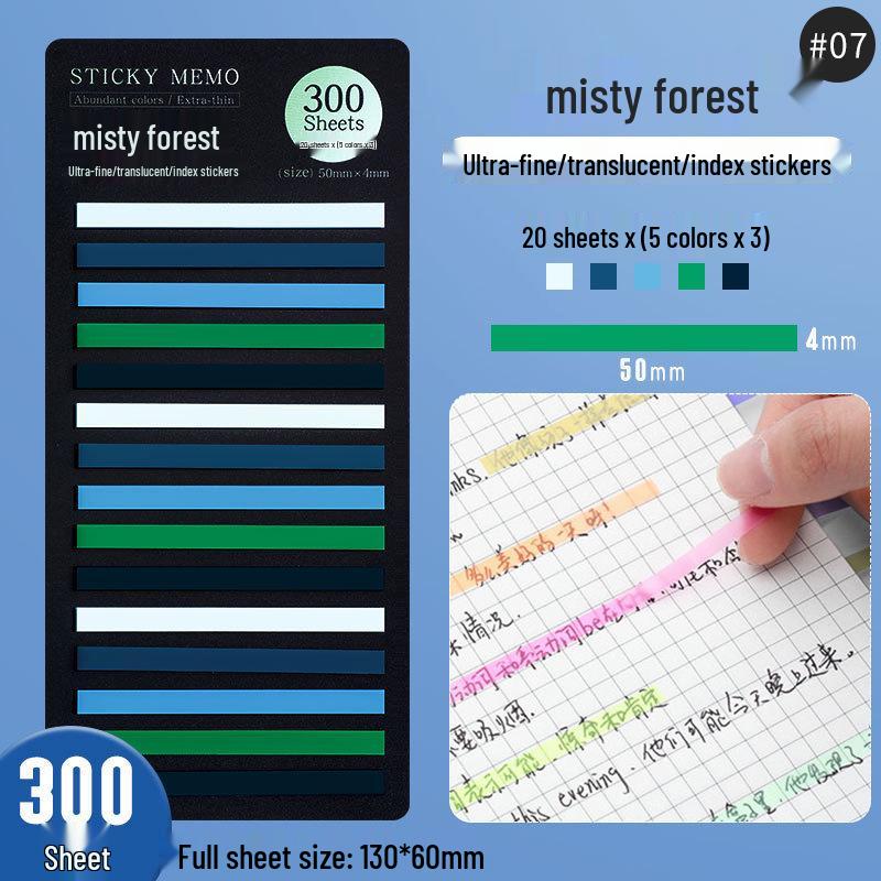 Colorful Extra-Fine Transparent Index Tabs - Fluorescent Multi-Color Sticky Notes for Students
