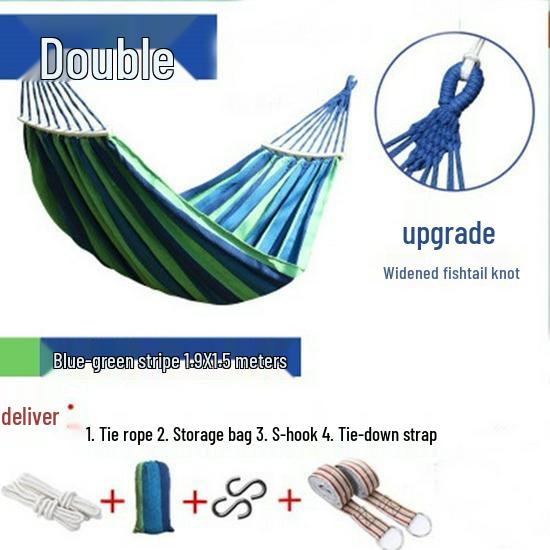 Canvas Hammock for Camping - Anti-rollover Design, Single/Double Person, Outdoor Swing with Curved Support