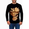 Spring and Autumn Round Neck Simulated Muscle Pattern 3D Printed Top Fashionable Casual Long Sleeved Men's T-shirts
