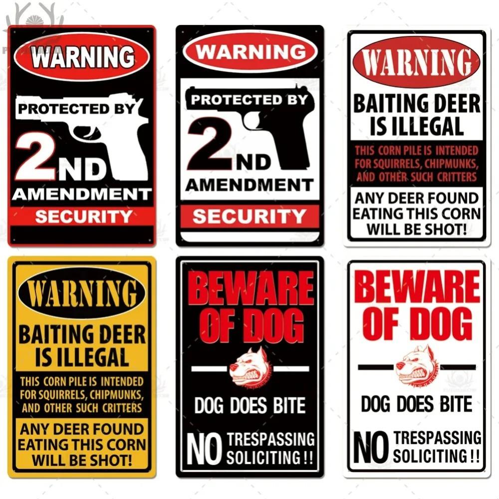 Beware Vintage Tin Sign Plaque Metal Plate Guard Dog Signs for No Trespassing Farmhouse Wall Art