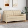 Vidaxl 2-Seater Sofa With Cushions, Cream, 140 Cm, Fabric