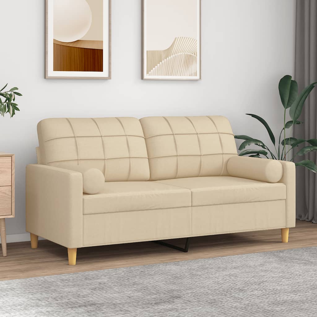 Vidaxl 2-Seater Sofa With Cushions, Cream, 140 Cm, Fabric