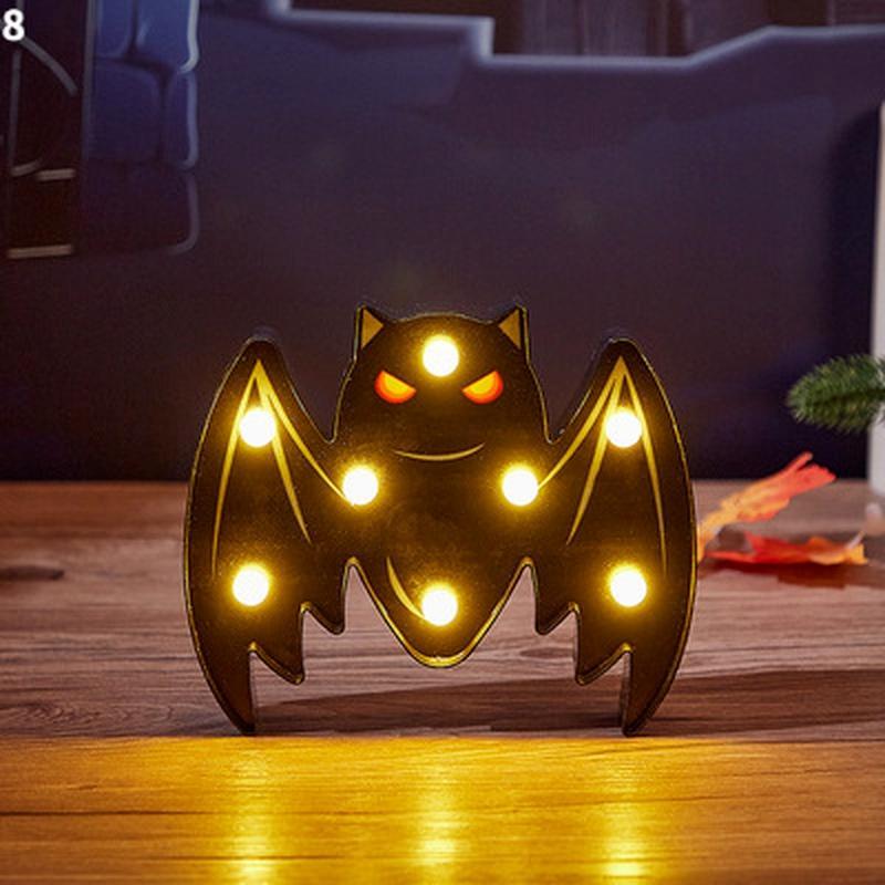 Decoração de abóbora de Halloween de terror, morcego fantasma, aranha, luz noturna LED, bar de feriado, decoração de festa em casa, adereços, enfeites de Halloween