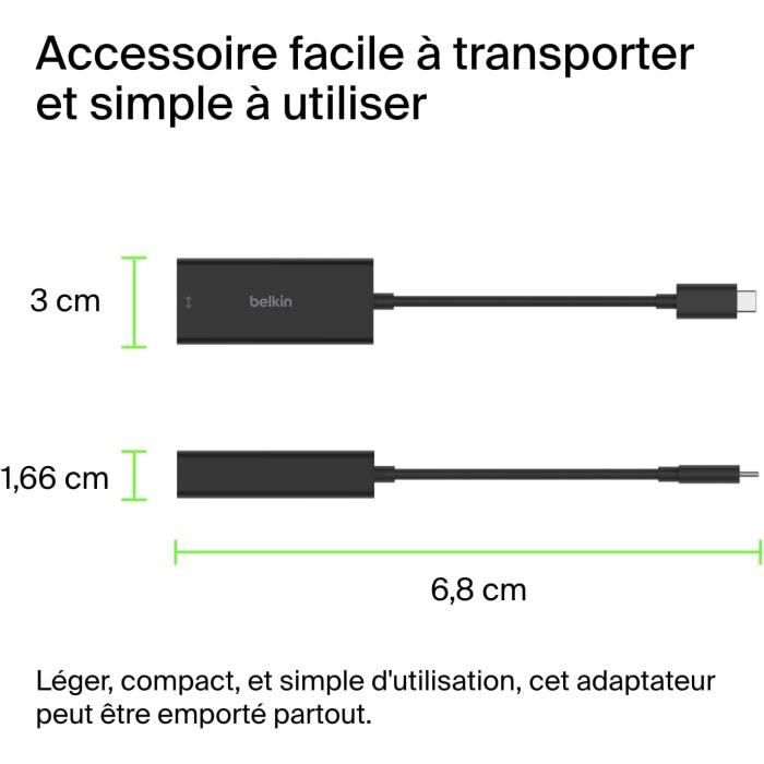 Adaptateur USB-C vers Ethernet (2,5 Gbit-s, Certification USB-If, Thunderbolt 3 et 4, Compatible avec MacBook Pro-Air, iPad A4