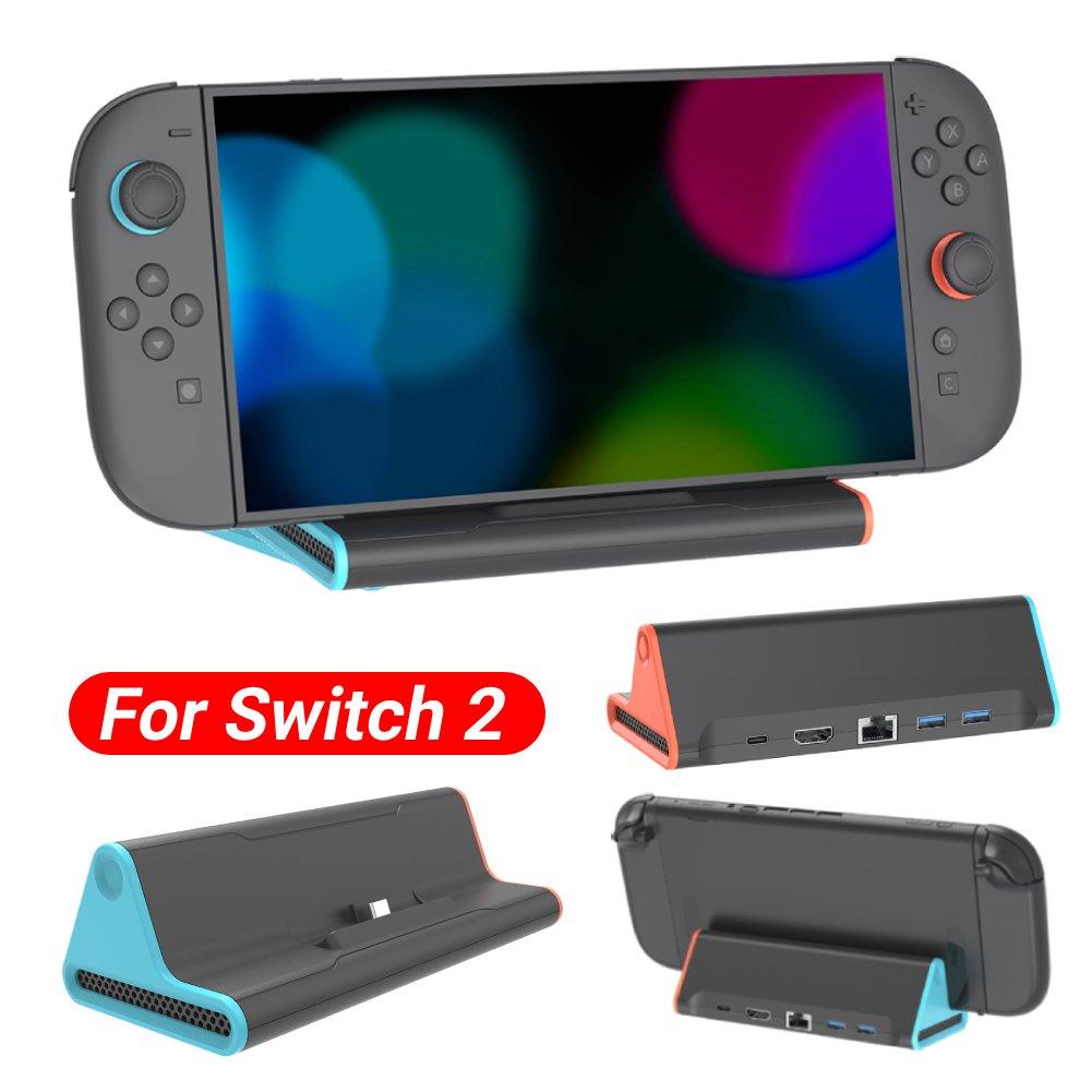 For Switch 2 TV Dock Station Charging Dock Base with 4K HDMI-compatible/Type C Port/USB3.0 Port for Nintendo Switch 2 Dock