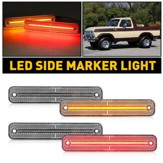 4PCS Amber Red Front Rear Side Marker Lights For 1973-1979 Ford F Series Truck A