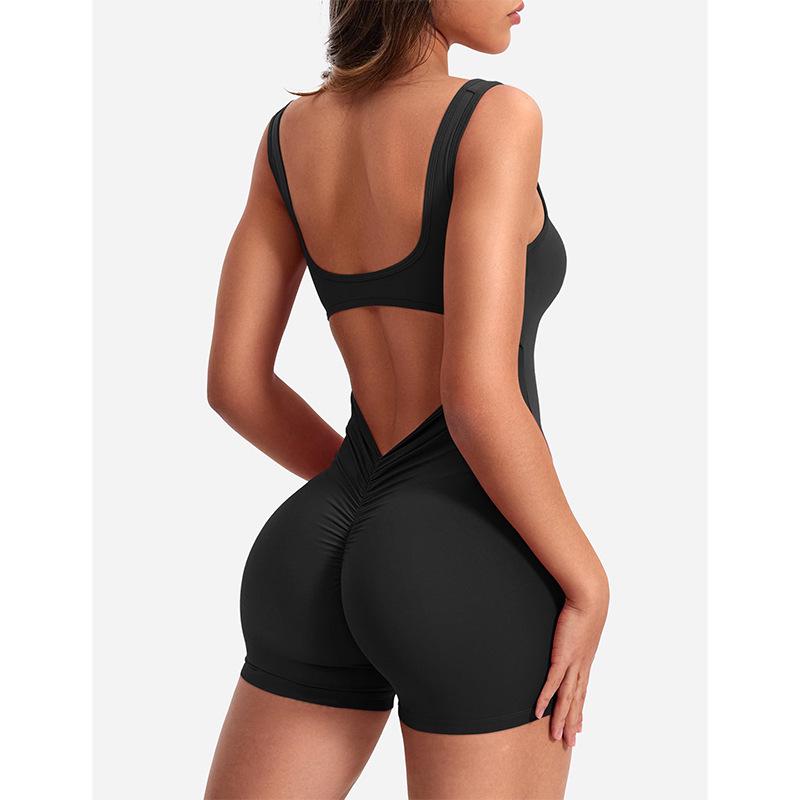 2025 Spring/Summer Women's Spaghetti Strap Backless Yoga Jumpsuit – Slimming & Hip Lifting Design