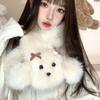 1116 New Korean Version Plush Small Scarf Fur Collar Women Winter Thickened Warm Versatile Cold Neck Protection Cross Scarf