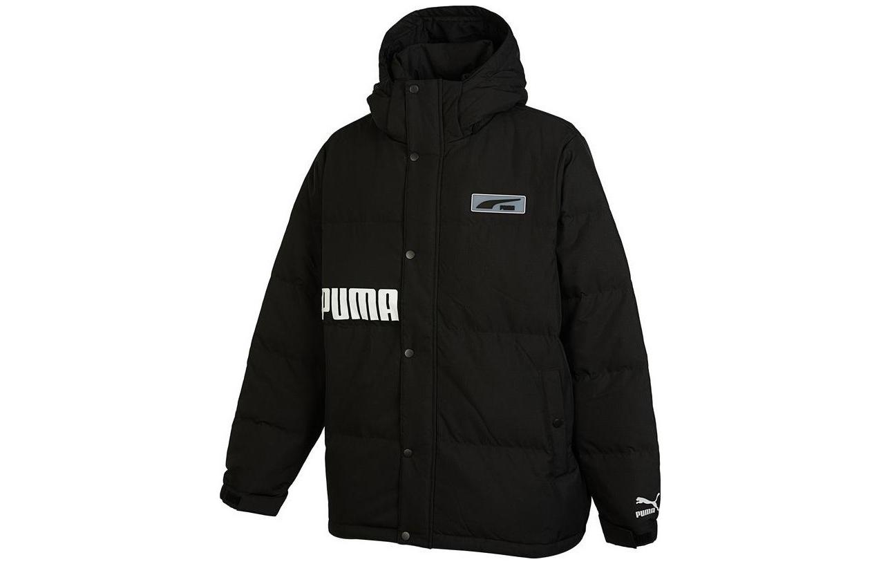 PUMA Down Jackets Unisex Black Hooded Moderate Down Jacket 539727-01 L
