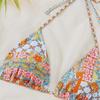 2024 Triangle Cup Printed Lace-Up Bikini Swimsuit for Women