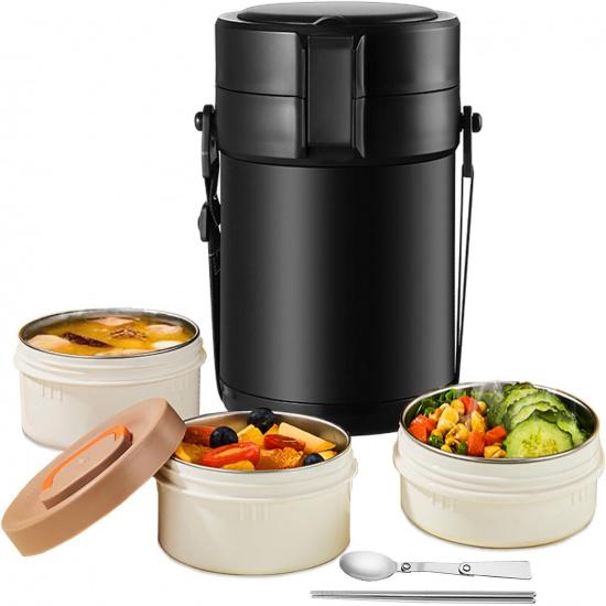 82oz Adults Thermo Food Jar For Hot Food 3 Tier Bento/Food Wide Mouth Insulated Stackable Food Containers Hot Cold lunch box for Work Office Outdoors
