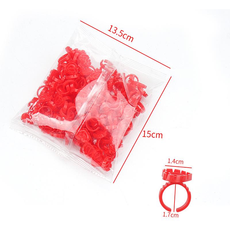 Heart-Shaped Eyelash Glue Ring Cups, 100-Pack - Eyelash Grafting & Embroidery Tools