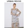 UR 2024 Spring Embroidered Floral Tie Long Sleeve Dress