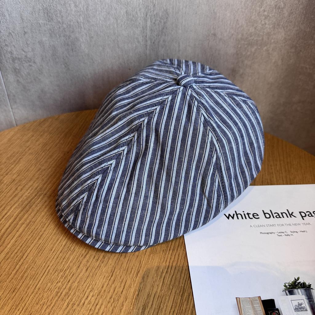 Minimally Striped Women Breathable Cotton Beret For Autumn And Use Winter