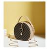 Ladies' Fashionable Black Round Shoulder Bag with Gold Accents and Decorations - A Compact Synthetic Leather Mobile Wallet Suitable for Daily Use