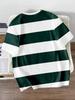 [Printed Design – Not Textured] Men's Casual Crew Neck Striped T-Shirt, Soft and Breathable Crew Neck, Comfortable for All Seasons, for Sports Fans,