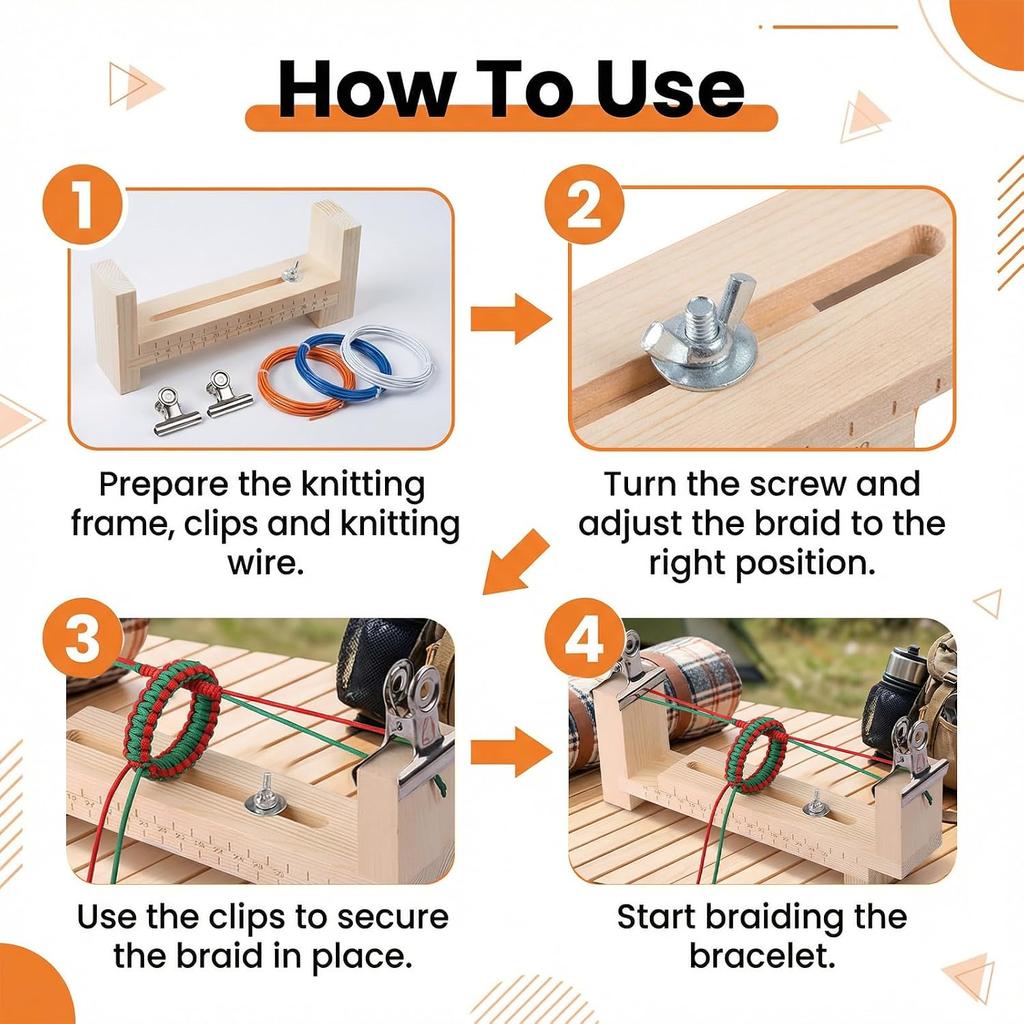 Wood Bracelet Jig, Adjustable Paracord Jig Bracelet Maker for DIY Hand Knitting Wristband, Necklaces & Car Hangings
