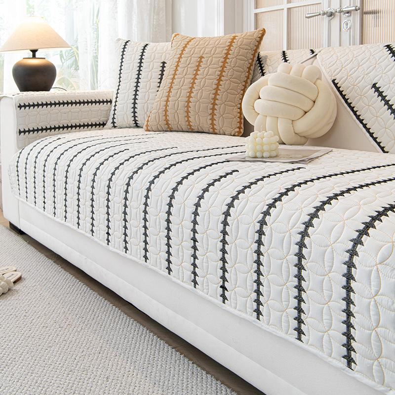 Nordic High-Grade Striped Sofa Cushion Non-Slip Wear-Resistant Four Seasons Universal Sofa Cover Cloth Spring and Summer Backrest Towel