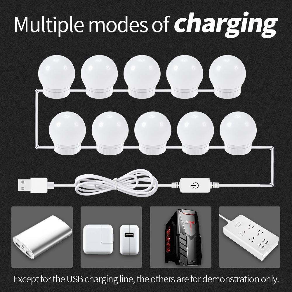 CanLing LED 12V Makeup Mirror Light Bulb Hollywood Vanity Lights Stepless Dimmable Wall Lamp 6 10 14Bulbs Kit for Dressing Table