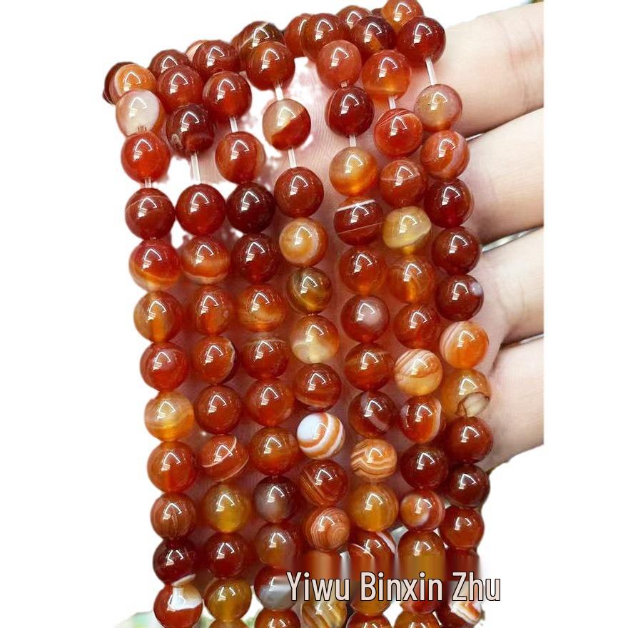 Bin Xin Jewelry: Red Striped Agate Round Beads for DIY Jewelry Accessories