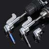 Right Angle Drill Attachment,105 Degree Right Angle Drill Bit Adapter,Angled Screwdriver for Tight Space (LONG&SHORT)-Silver