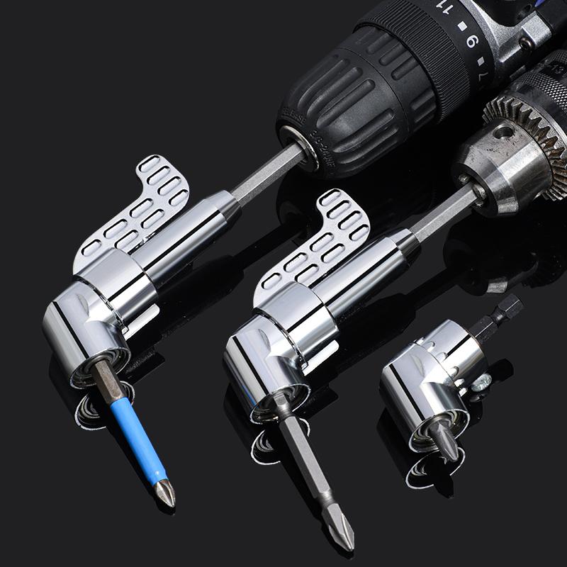 Right Angle Drill Attachment,105 Degree Right Angle Drill Bit Adapter,Angled Screwdriver for Tight Space (LONG&SHORT)-Silver