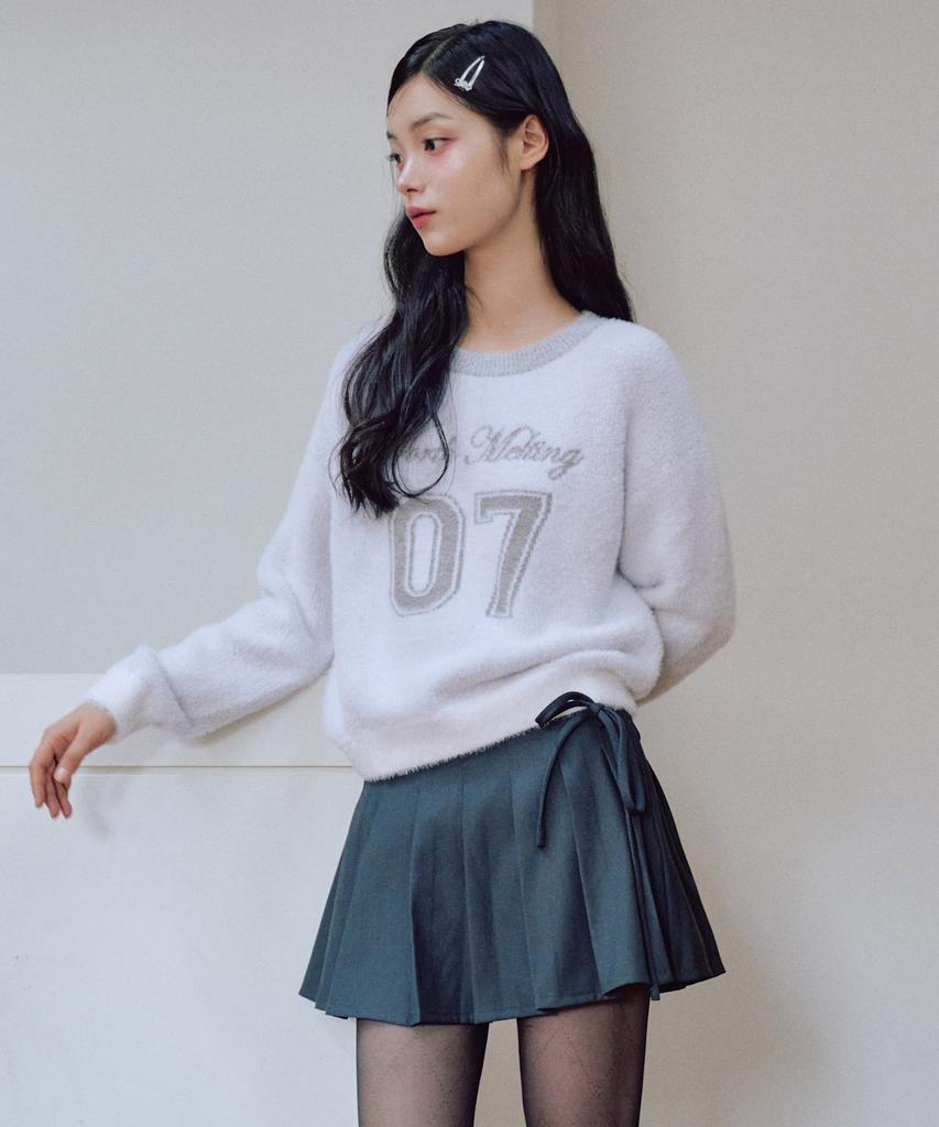 ZEROPLANET 07 Graphic Hairy Sweatshirt [Light Grey]