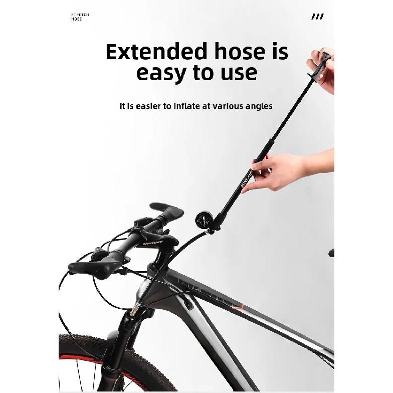 Pompa Aria Portatile ad Alta Pressione 300psi ESLNF per Bici con Manometro per Forcella e Ammortizzatore Posteriore Bicicletta da Montagna