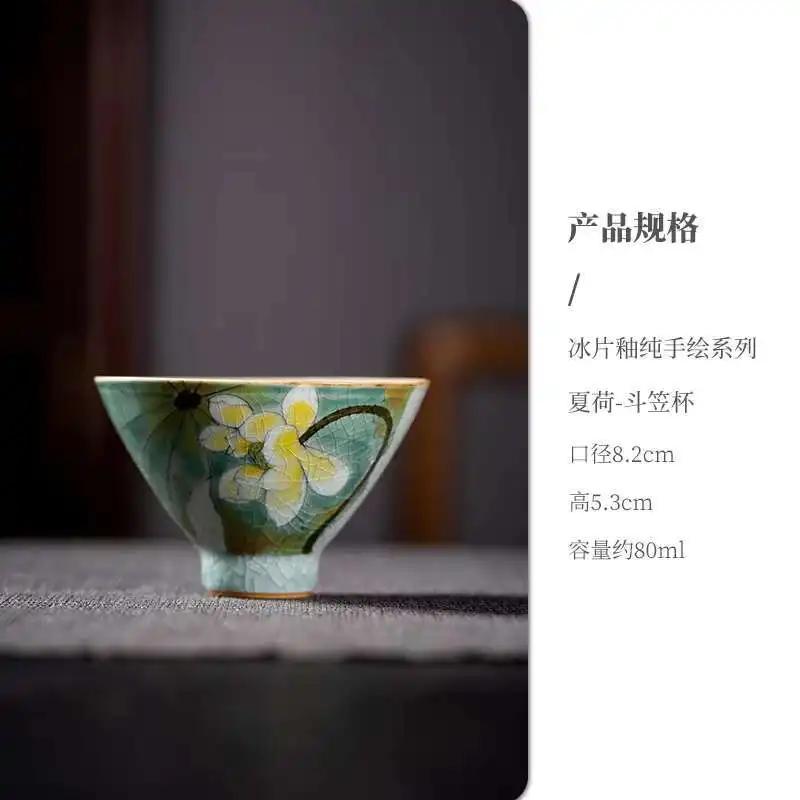 80ml Borneol Glaze Cone Ceramic Tea Cup Creative Pure Hand-painted Hat Teacup Can Raise Single Cup Kung Fu Tea Master Cup Gifts