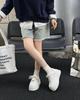 Women's Platform Sneakers - Genuine Leather, White, Height-Increasing, Autumn 2025 Collection, 7CM Sole, Petite Casual Sports Style
