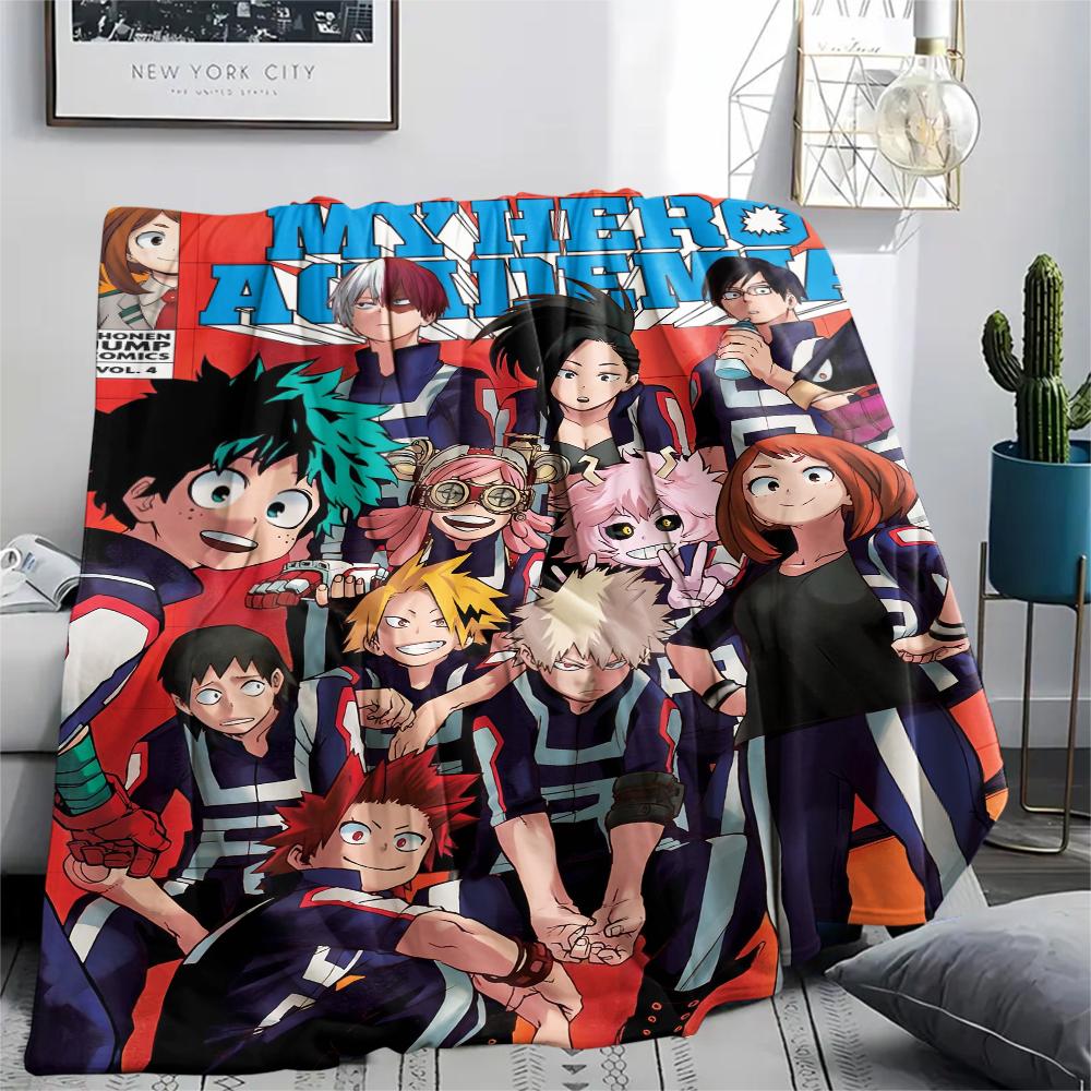 My Hero Academia Poster Pattern Flannel Blanket, High Quality Comfortable for All Seasons, Home Decor, Warmth and Comfort, Perfect for Gifts.