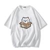 Baumwolle Japanisch Niedliche Katze Bedruckt Kurzarm T-Shirt Sommer 2024 Neu Locker Halbarm Oberteil