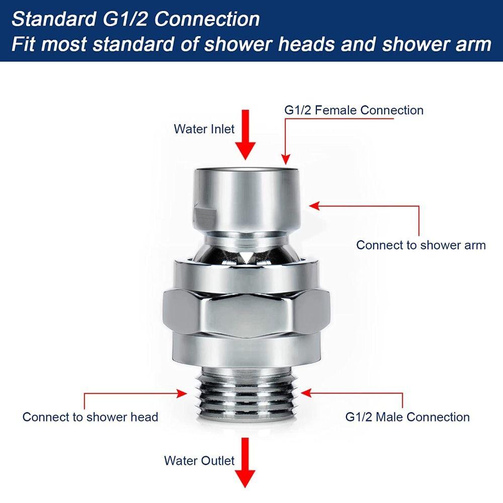 Copper Shower Swivel Ball Adapter Bracket Angle Change Shower Arm Extension Universal G1/2 Shower Connector