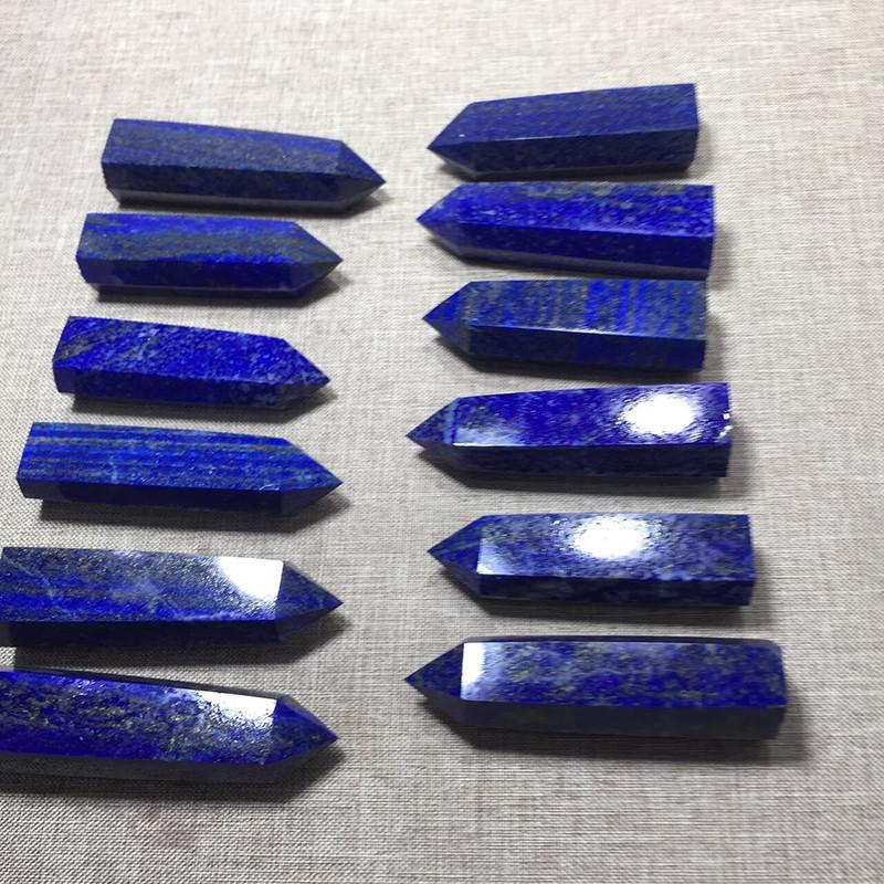 Exquisite Natural Rock Lapis Lazuli Quartz Crystal Stone Point Healing Wand Dark Blue Gift Engaging And Durable