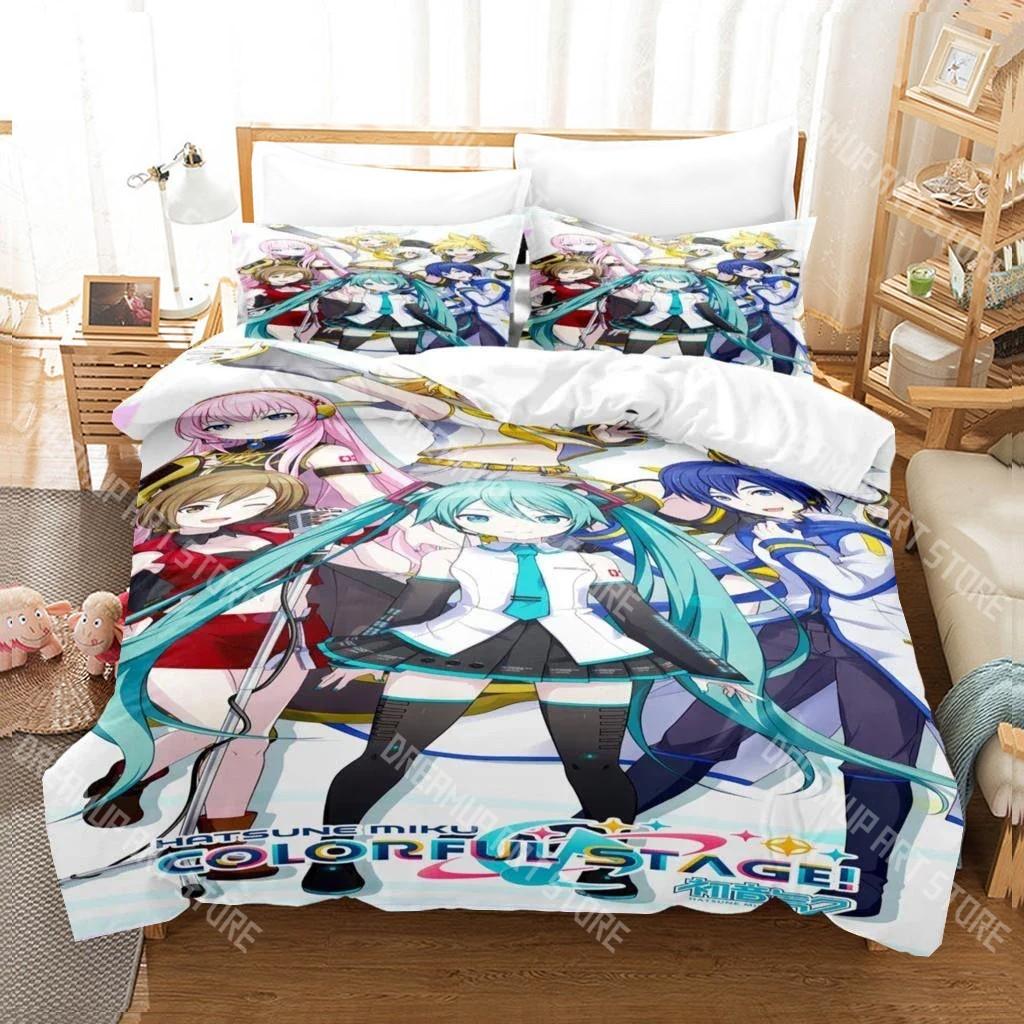 Anime Girls Hatsune Miku Weak Voice Duvet Cover Set HD Comforter Cover for Kids Bedding Sets Bedclothes Bedroom Decor
