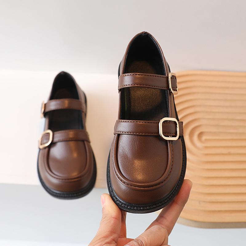 

Маленькие черные кожаные туфли Детские туфли на мягкой подошве 35