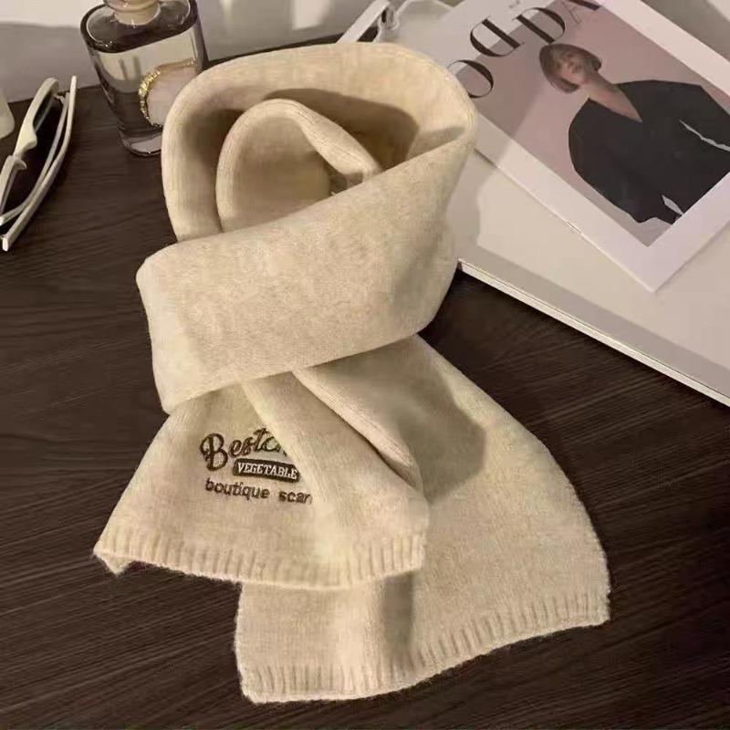 Cute puppy embroidered scarf women's autumn and winter warm versatile knitted scarf
