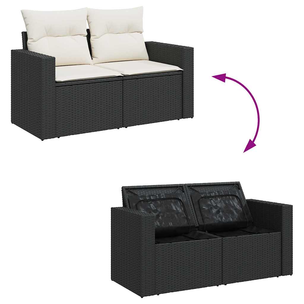 Vidaxl 6-Cz. Garden Furniture Set With Cushions, Black Poly Rattan