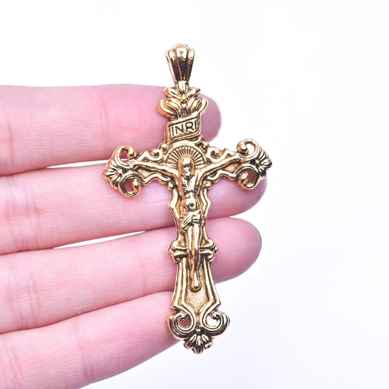 25pcs/Set Lot Vintage Cross Pendant Charms For Jewelry Making Zinc Alloy Jesus Religious Faith Charm Frame Mixed Components
